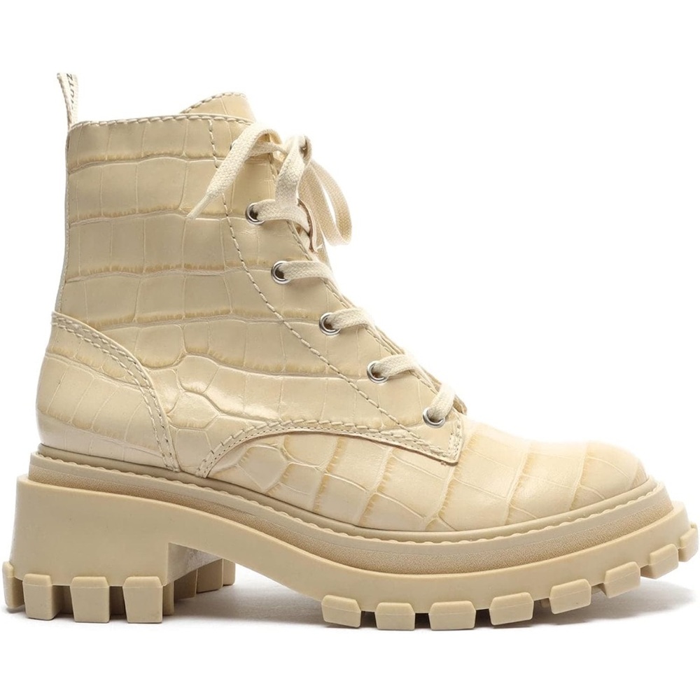Schultz Cream Croc-Embossed Women's Ankle Boots chunky